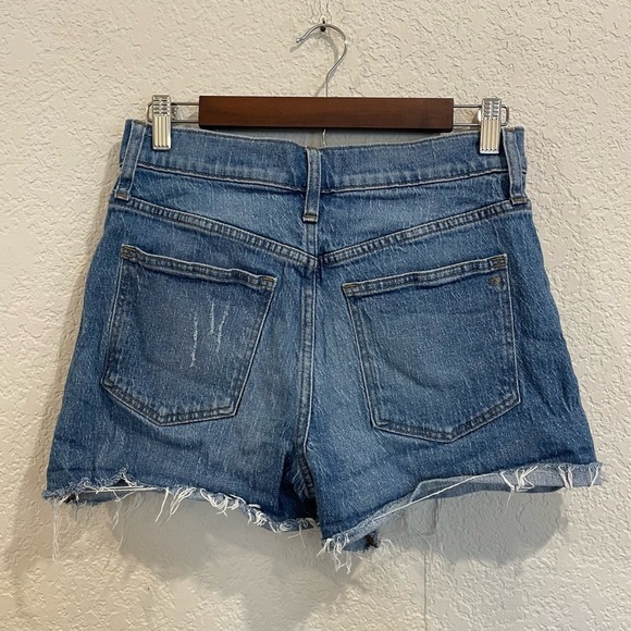 Madewell High Rise Denim Cut Off Distressed Denim Shorts - Picture 3 of 6